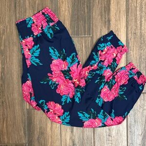 Aerie Floral Joggers - Navy and Pink